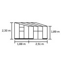 Serre de jardin adossée 4,7m² noire en verre trempé Qube - Halls