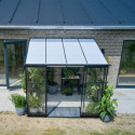 Serre de jardin adossée 4,7m² noire en verre trempé Qube - Halls