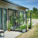 Serre de jardin adossée 4,7m² noire en verre trempé Qube - Halls