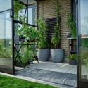 Serre de jardin adossée 4,7m² noire en verre trempé Qube - Halls
