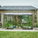 Serre de jardin adossée 7,1m² noire en verre trempé Qube - Halls