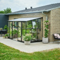 Serre de jardin adossée 7,1m² noire en verre trempé Qube - Halls