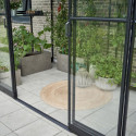 Serre de jardin adossée 7,1m² noire en verre trempé Qube - Halls
