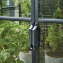 Serre de jardin adossée 7,1m² noire en verre trempé Qube - Halls