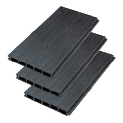 Lot de 3 lames en bois composite premium pour clôture personnalisable Compolife - coloris gris anthracite