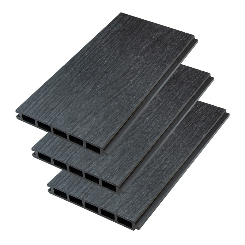Lot de 3 lames en bois composite premium pour clôture personnalisable Compolife - coloris gris anthracite