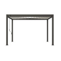 Pergola bioclimatique autoportante en alu anthracite - lames blanches - 3x4m Ombrea