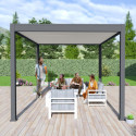 Pergola bioclimatique autoportante en alu anthracite - lames blanches - 3x4m Ombrea