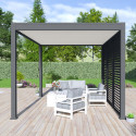 Pergola bioclimatique autoportante en alu anthracite - lames blanches - 3x4m Ombrea