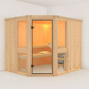 Sauna traditionnel d'angle 6 à 8 places - parois 68mm - sans couronne - porte classique - Amelia 3 - KARIBU
