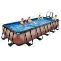 Piscine hors sol rectangulaire Wood 540x250x100cm avec pompe filtrante – Exit Toys