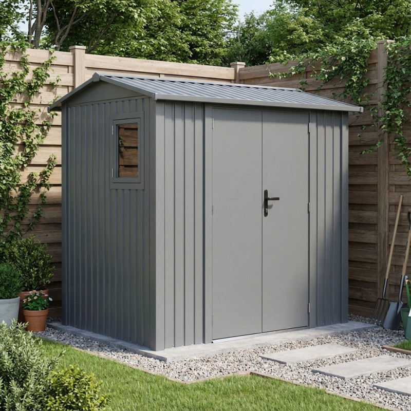 Abri de jardin en acier galvanisé Roka 4,08m² + kit d'ancrage - X-Métal