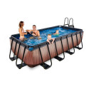 Piscine hors sol rectangulaire Wood 400x200x100cm avec pompe filtrante à sable – Exit Toys