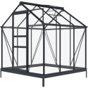 Serre de jardin en aluminium anthracite et verre trempé 4mm RINCA 3,5m² + embase - Green Protect