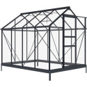 Serre de jardin en aluminium anthracite et verre trempé 4mm RINCA 4,57m² + embase - Green Protect