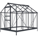 Serre de jardin en aluminium anthracite et verre trempé 4mm RINCA 4,57m² + embase - Green Protect