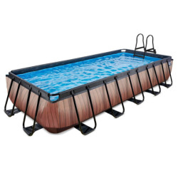 Piscine hors sol rectangulaire Wood 540x250x100cm avec pompe filtrante à sable – Exit Toys