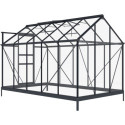 Serre de jardin en aluminium anthracite et verre trempé 4mm RINCA 5,68m² + embase - Green Protect