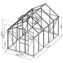 Serre de jardin en aluminium anthracite et verre trempé 4mm RINCA 5,68m² + embase - Green Protect