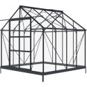 Serre de jardin en aluminium anthracite et verre trempé 4mm RINCA 6,05m² + embase - Green Protect