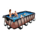 Piscine hors sol rectangulaire Wood 400x200x100cm avec pompe filtrante à sable et dôme – Exit Toys
