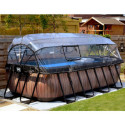 Piscine hors sol rectangulaire Wood 400x200x100cm avec pompe filtrante à sable et dôme – Exit Toys