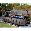 Piscine hors sol rectangulaire Wood 400x200x100cm avec pompe filtrante à sable et dôme – Exit Toys