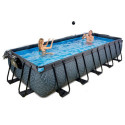 Piscine hors sol rectangulaire Stone 540x250x100cm avec pompe filtrante à sable et dôme – Exit Toys