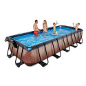 Piscine hors sol rectangulaire Wood 540x250x100cm avec pompe filtrante à sable et dôme – Exit Toys