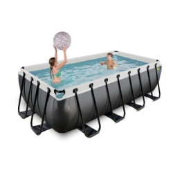 Piscine hors sol rectangulaire Black Leather 400x200x100cm avec pompe filtrante – Exit Toys