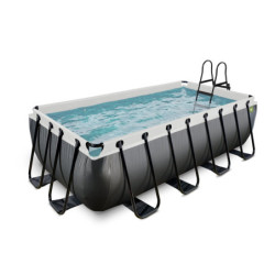 Piscine hors sol rectangulaire Black Leather 400x200x100cm avec pompe filtrante à sable – Exit Toys