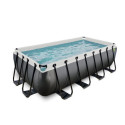 Piscine hors sol rectangulaire Black Leather 400x200x100cm avec pompe filtrante à sable – Exit Toys