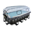 Piscine hors sol rectangulaire Black Leather 400x200x100cm avec pompe filtrante à sable et dôme – Exit Toys