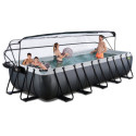 Piscine hors sol rectangulaire Black Leather 540x250x100cm avec pompe filtrante à sable et dôme – Exit Toys