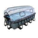Piscine hors sol rectangulaire Stone 400x200x100cm avec pompe filtrante à sable, dôme et pompe à chaleur – Exit Toys