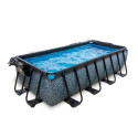 Piscine hors sol rectangulaire Stone 400x200x100cm avec pompe filtrante à sable, dôme et pompe à chaleur – Exit Toys