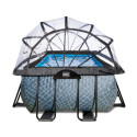 Piscine hors sol rectangulaire Stone 400x200x100cm avec pompe filtrante à sable, dôme et pompe à chaleur – Exit Toys