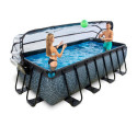 Piscine hors sol rectangulaire Stone 400x200x100cm avec pompe filtrante à sable, dôme et pompe à chaleur – Exit Toys