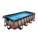 Piscine hors sol rectangulaire Wood 400x200x100cm avec pompe filtrante à sable, dôme et pompe à chaleur – Exit Toys