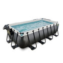 Piscine hors sol rectangulaire Black Leather 400x200x100cm avec pompe filtrante à sable, dôme et pompe à chaleur – Exit Toys