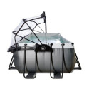Piscine hors sol rectangulaire Black Leather 400x200x100cm avec pompe filtrante à sable, dôme et pompe à chaleur – Exit Toys