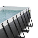 Piscine hors sol rectangulaire Black Leather 400x200x100cm avec pompe filtrante à sable, dôme et pompe à chaleur – Exit Toys