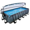 Piscine hors sol rectangulaire Stone 540x250x100cm avec pompe filtrante à sable, dôme et pompe à chaleur – Exit Toys