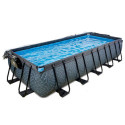 Piscine hors sol rectangulaire Stone 540x250x100cm avec pompe filtrante à sable, dôme et pompe à chaleur – Exit Toys