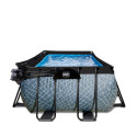 Piscine hors sol rectangulaire Stone 540x250x100cm avec pompe filtrante à sable, dôme et pompe à chaleur – Exit Toys