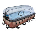 Piscine hors sol rectangulaire Wood 540x250x100cm avec pompe filtrante à sable, dôme et pompe à chaleur – Exit Toys
