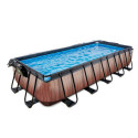 Piscine hors sol rectangulaire Wood 540x250x100cm avec pompe filtrante à sable, dôme et pompe à chaleur – Exit Toys