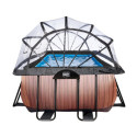 Piscine hors sol rectangulaire Wood 540x250x100cm avec pompe filtrante à sable, dôme et pompe à chaleur – Exit Toys