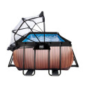 Piscine hors sol rectangulaire Wood 540x250x100cm avec pompe filtrante à sable, dôme et pompe à chaleur – Exit Toys
