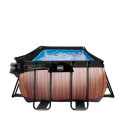 Piscine hors sol rectangulaire Wood 540x250x100cm avec pompe filtrante à sable, dôme et pompe à chaleur – Exit Toys